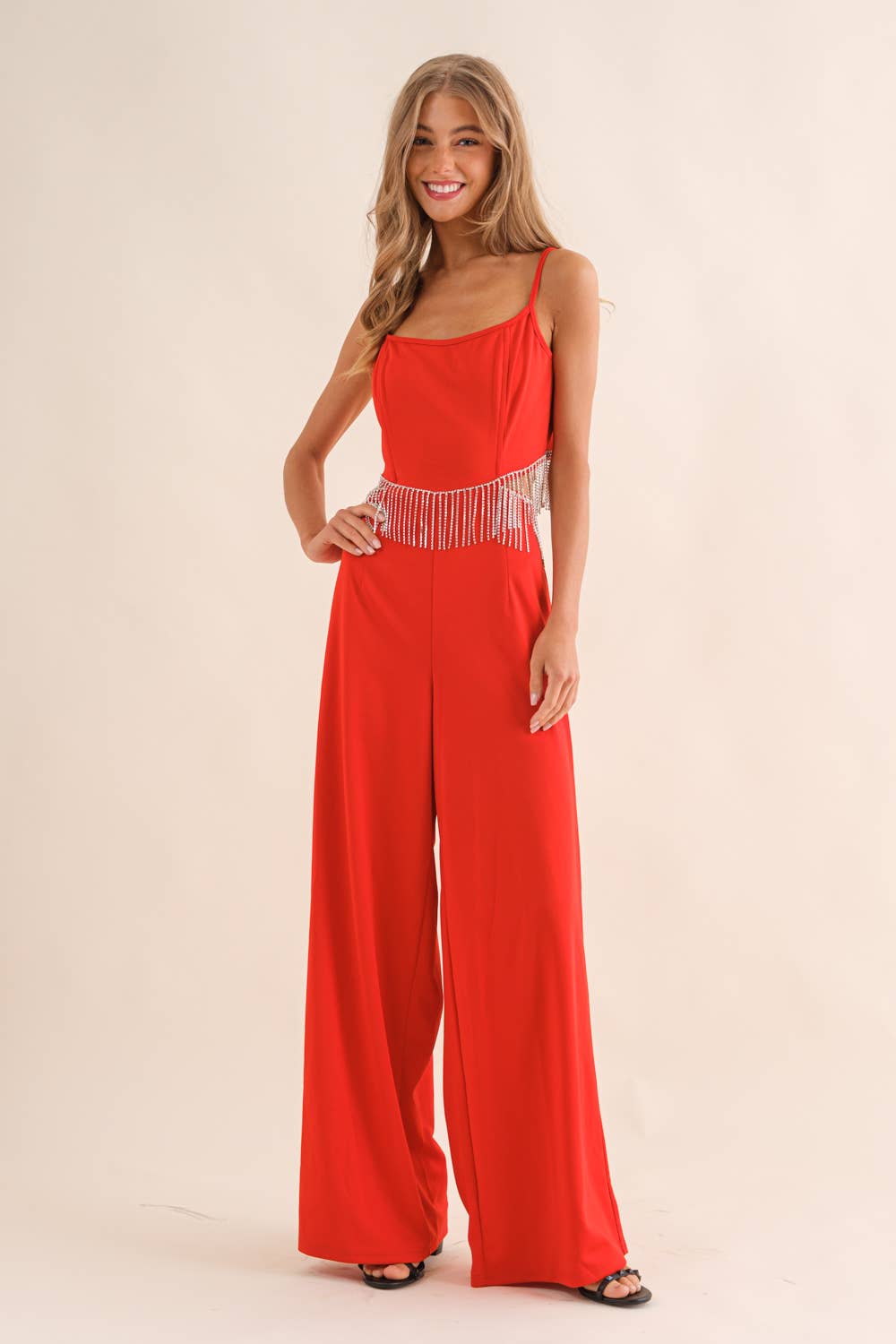 Red Rhinestone Cowgirl Jumpsuit Pretty Little Patriot