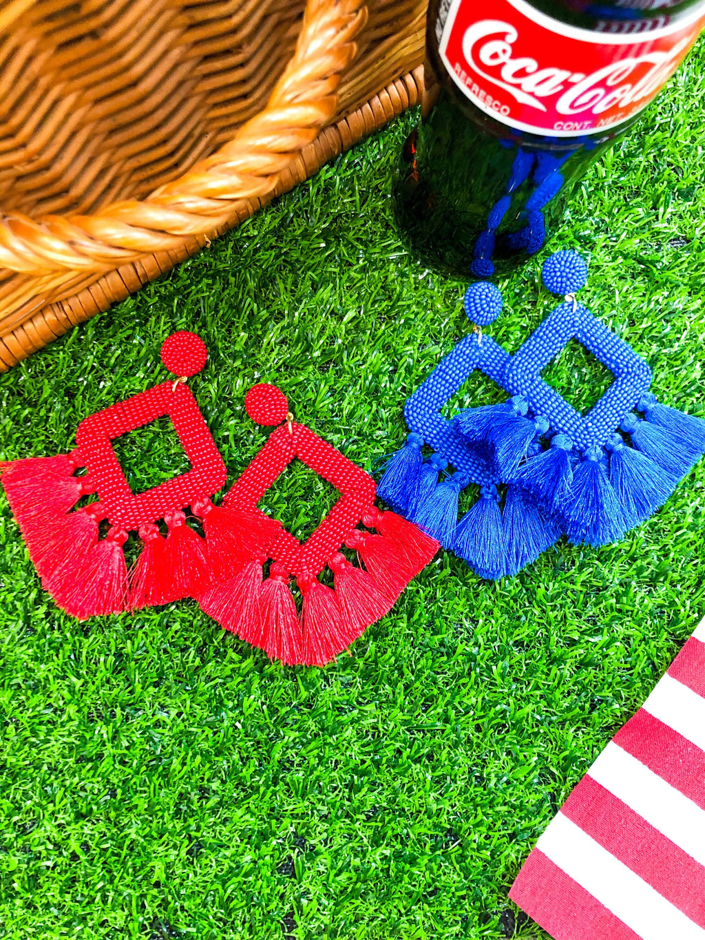 Hot Pink Ellie Fringe Drop Earrings Pretty Little Patriot