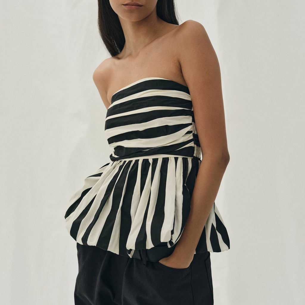 Black & White Striped Bubble Tube Top Pretty Little Patriot