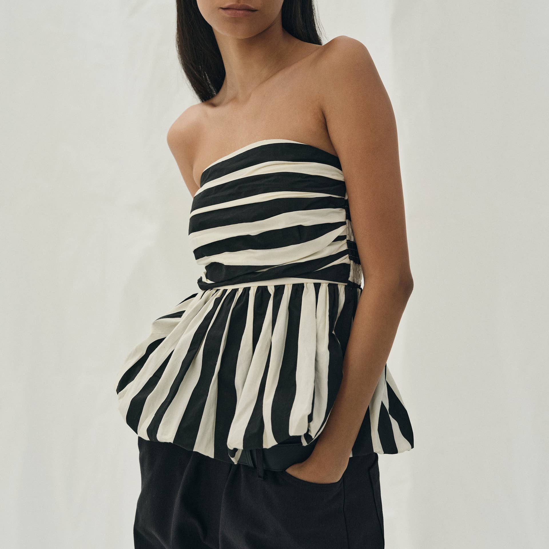 Black & White Striped Bubble Tube Top Pretty Little Patriot