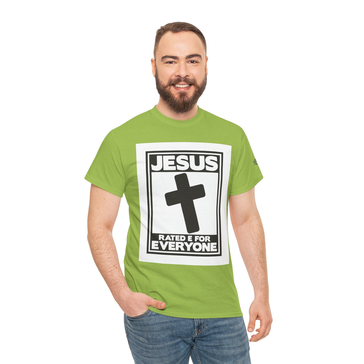 Jesus, Rated E for Everyone T-shirt - Gamer Faith T-shirt - Christian Video Game Parody Printify