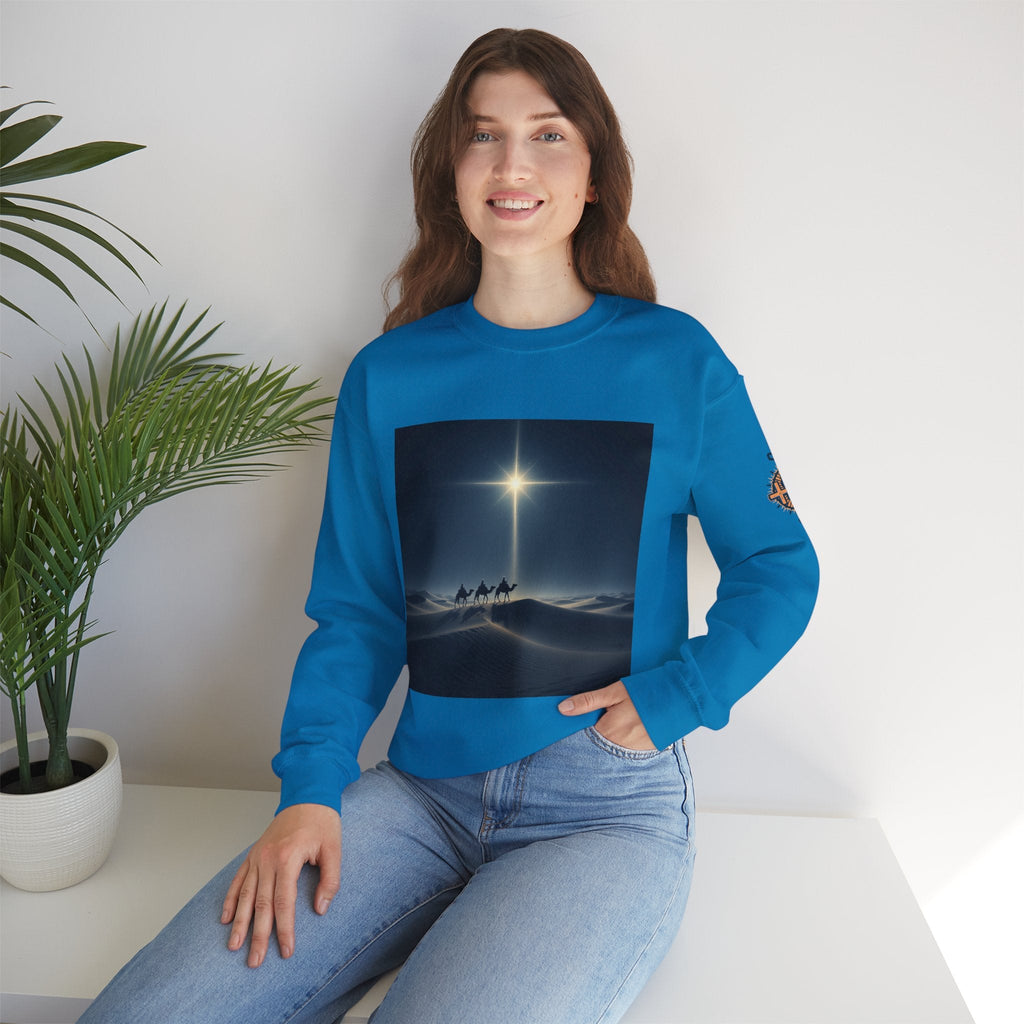 3 Wise Men Sweatshirt – Magi Camels Nativity Journey Christian Christmas Sweatshirt for Epiphany Faith & Holy Night Printify