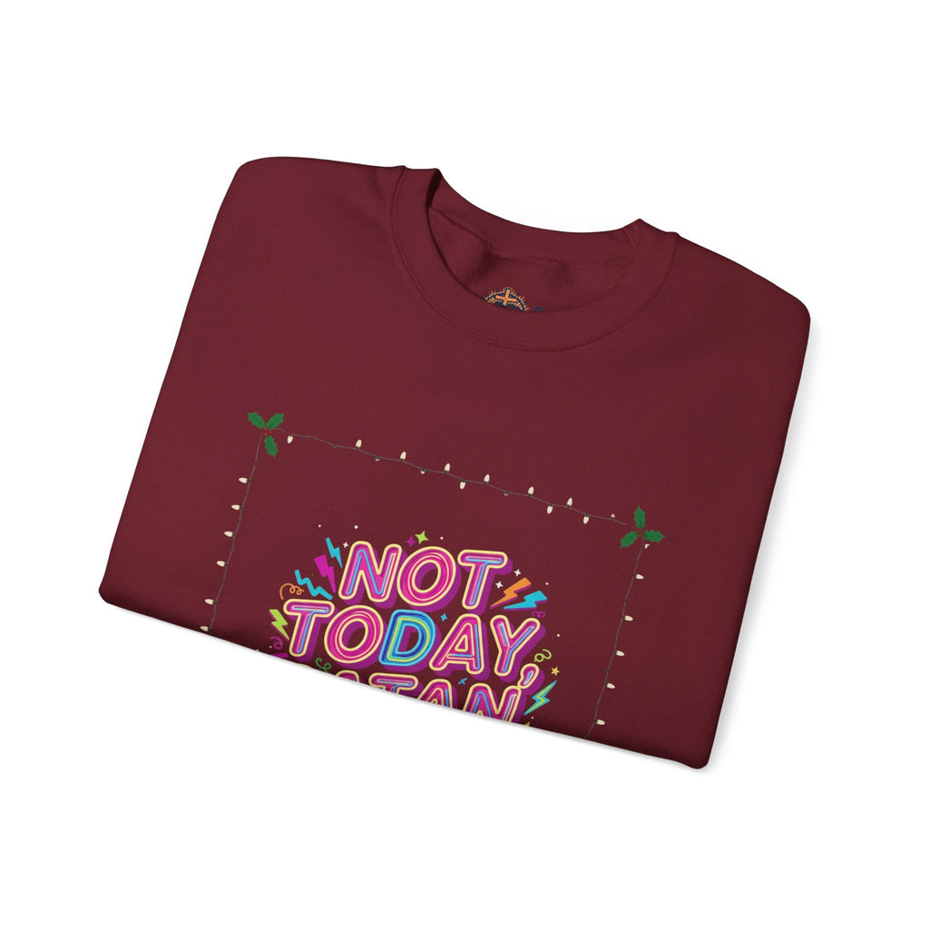🔥 Not Today, Satan – Retro 90s Christian Sweatshirt | Neon Faith Tee | Funky Cartoon Devil | Bold Bible Verse Shirt | Uplifted Gear Printify