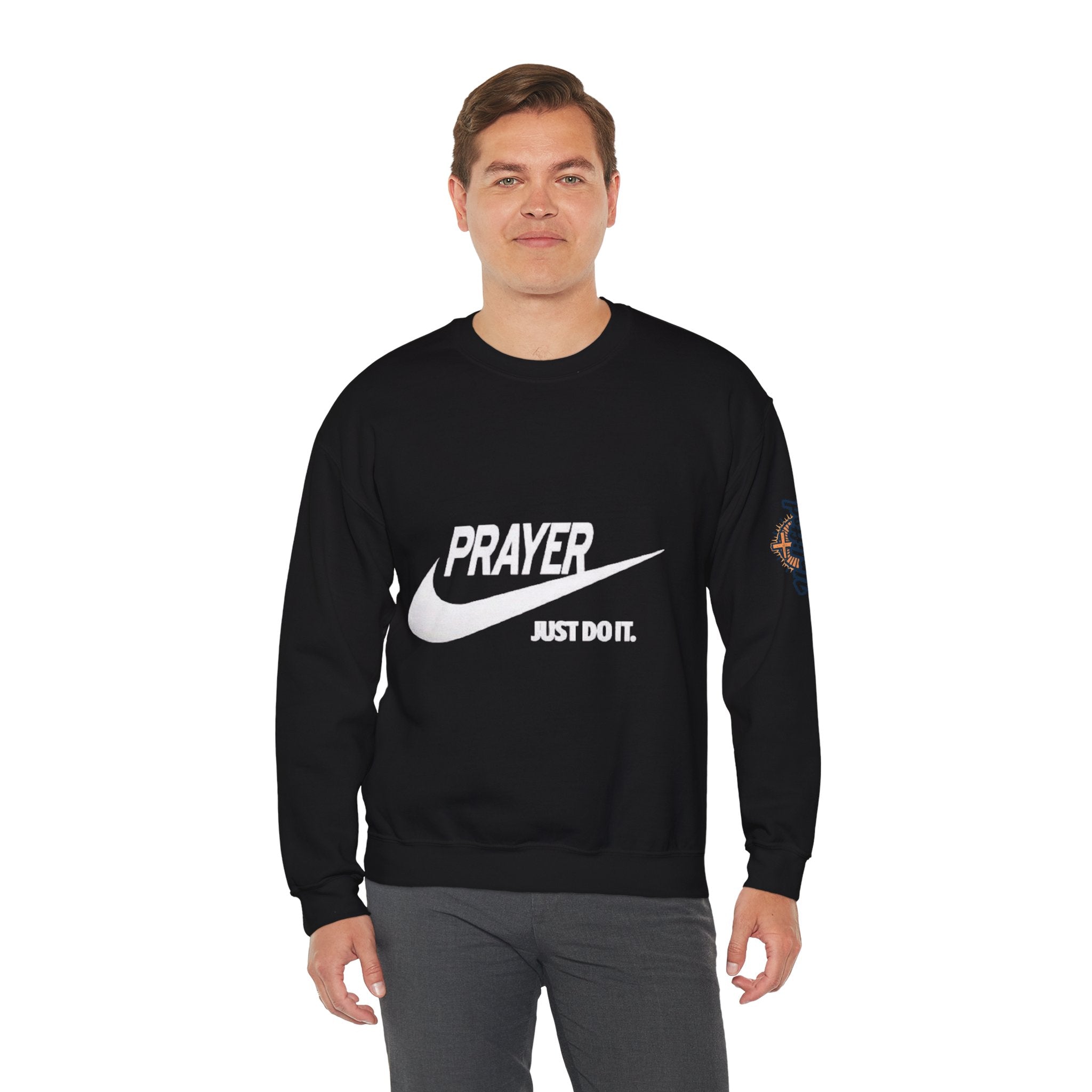 Prayer Just Do It Sweatshirt - Funny Christian Nike Parody Sweatshirt - Faith Gear Printify