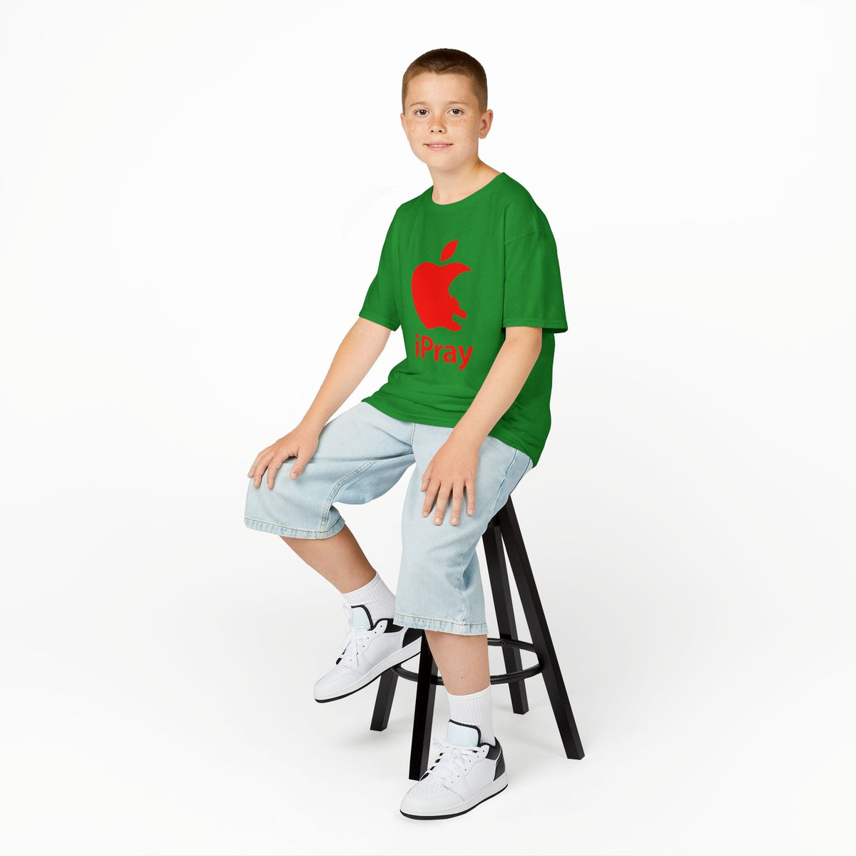 Kids Graphic Tee — Red iPray Logo Prayer Shirt for Children Printify