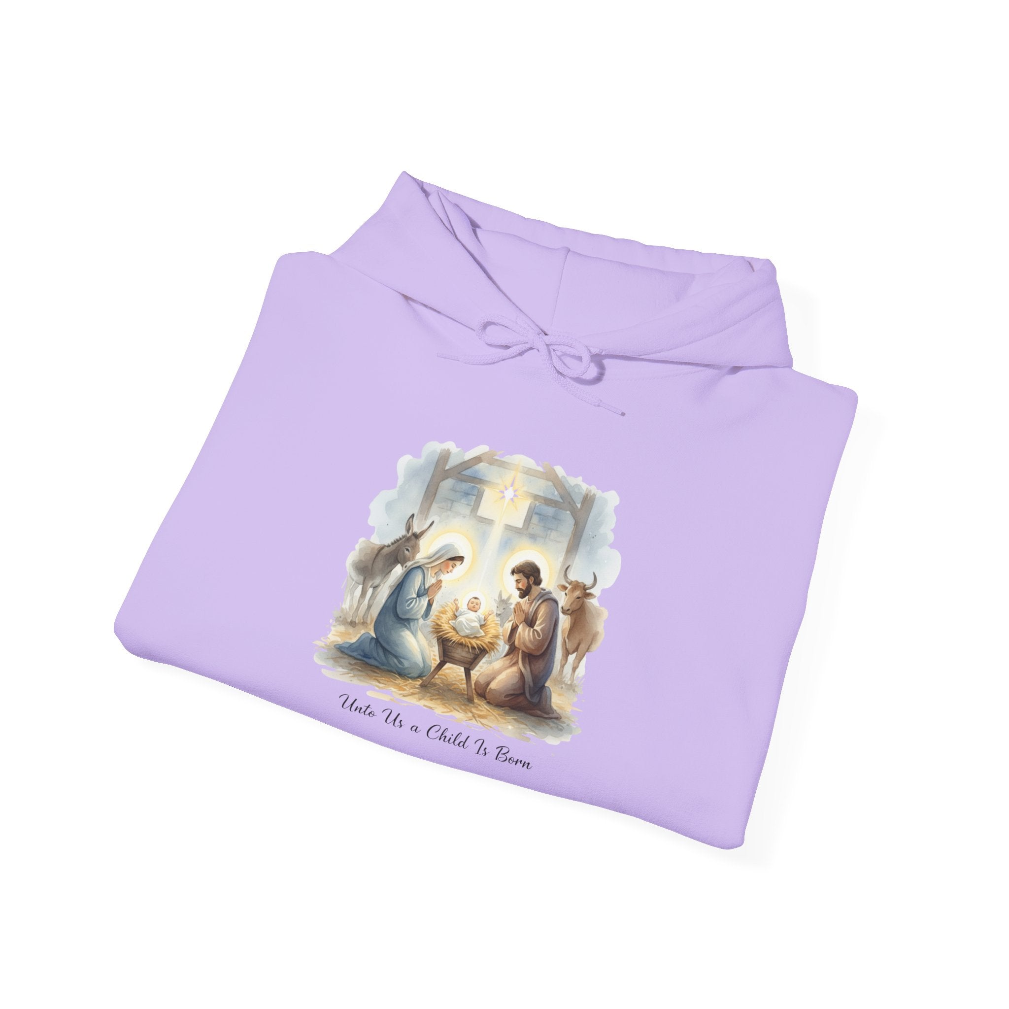 Unto Us a Child is Born Hoodie – Isaiah 9:6 Nativity Manger Scene Christian Christmas Sweatshirt for Holy Night Faith Printify