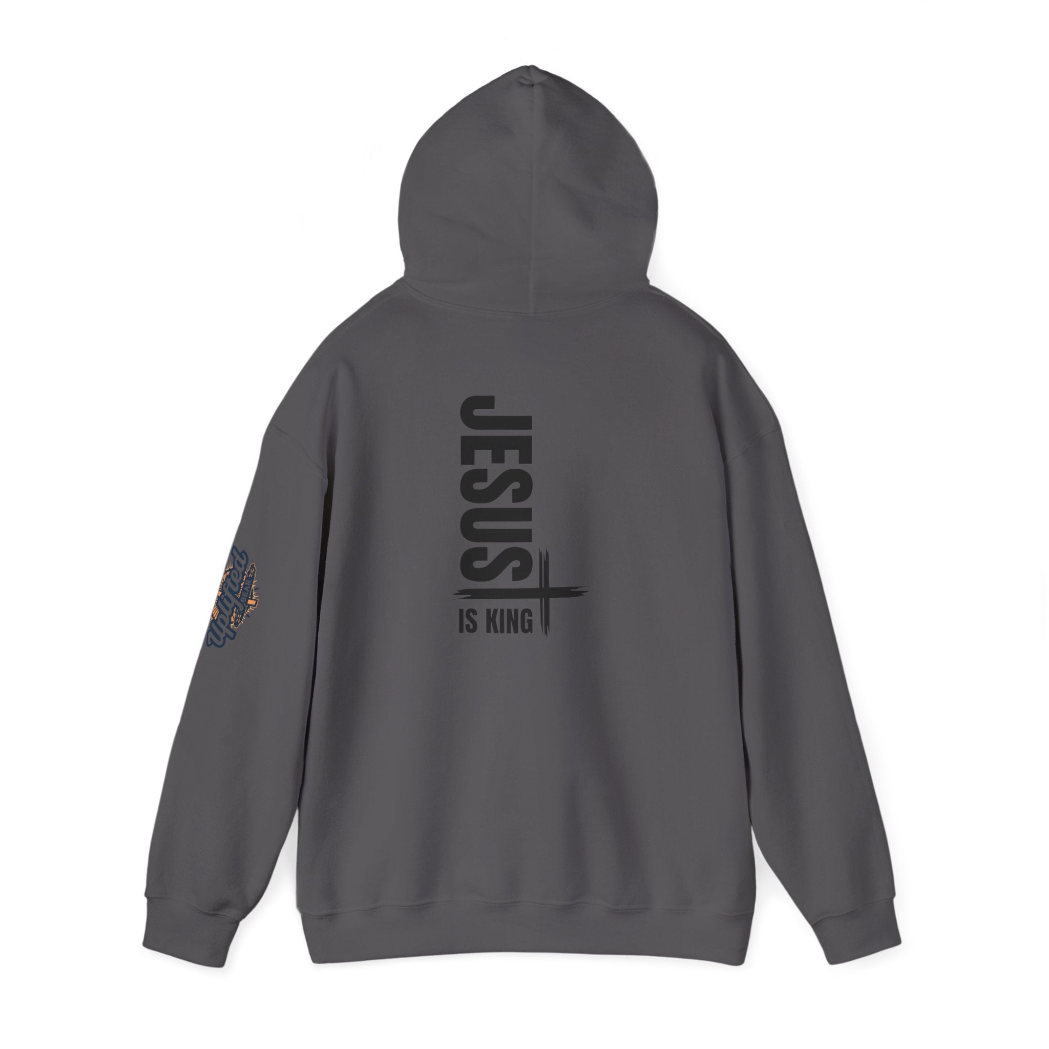 Jesus Is King Hoodie | Modern Typographic Cross Christian Hoodie Printify