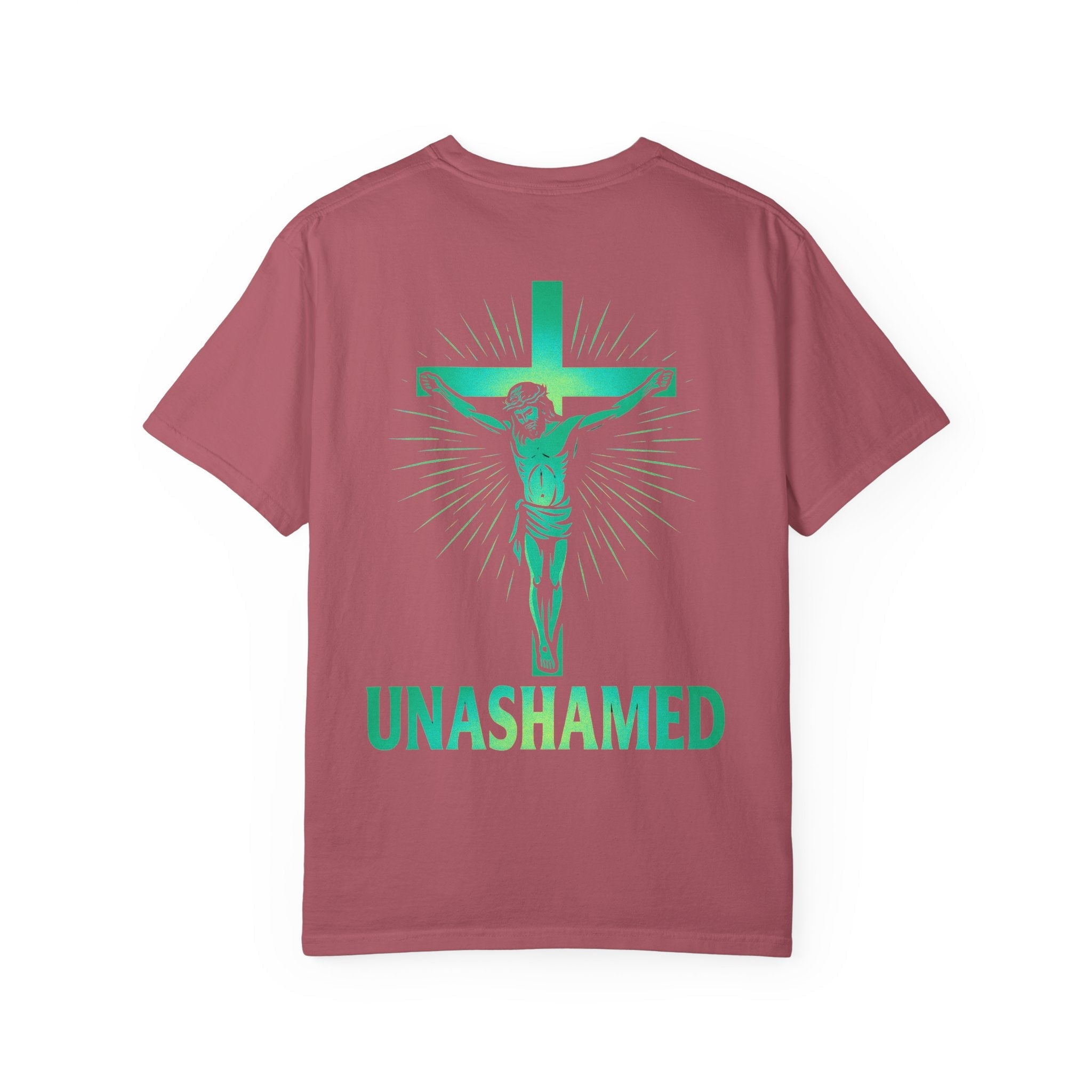 Unashamed T-shirt – Romans 1:16 Crucifixion Christian t-shirt for Bold Unwavering Faith Printify