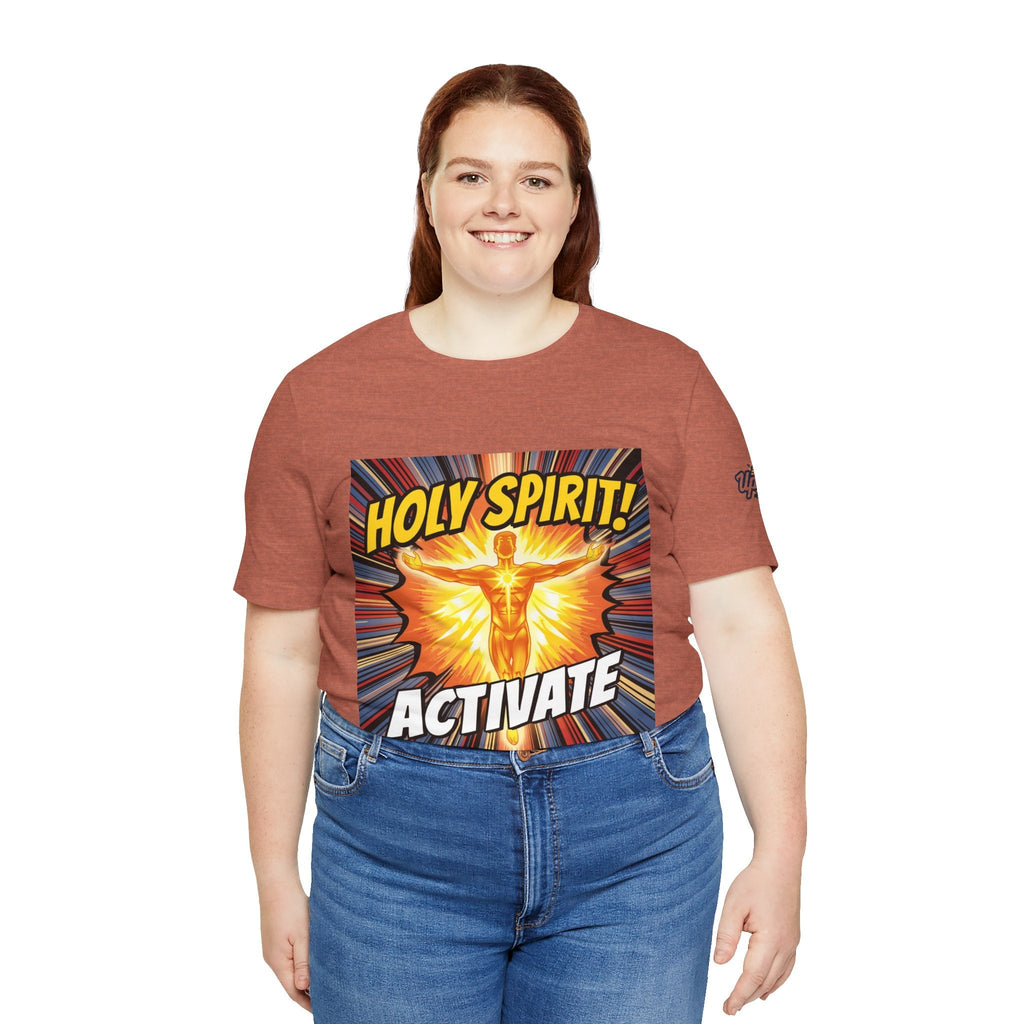 Holy Spirit Activate T-shirt – Superhero Christian T-shirt with Vibrant Power-Up Design for Faith-Fueled Boldness Printify