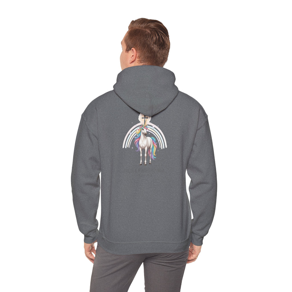 Unique Unicorn Hoodie – Rainbow Cross Psalm 139:14 Christian Hoodie for Wonderfully Made Printify