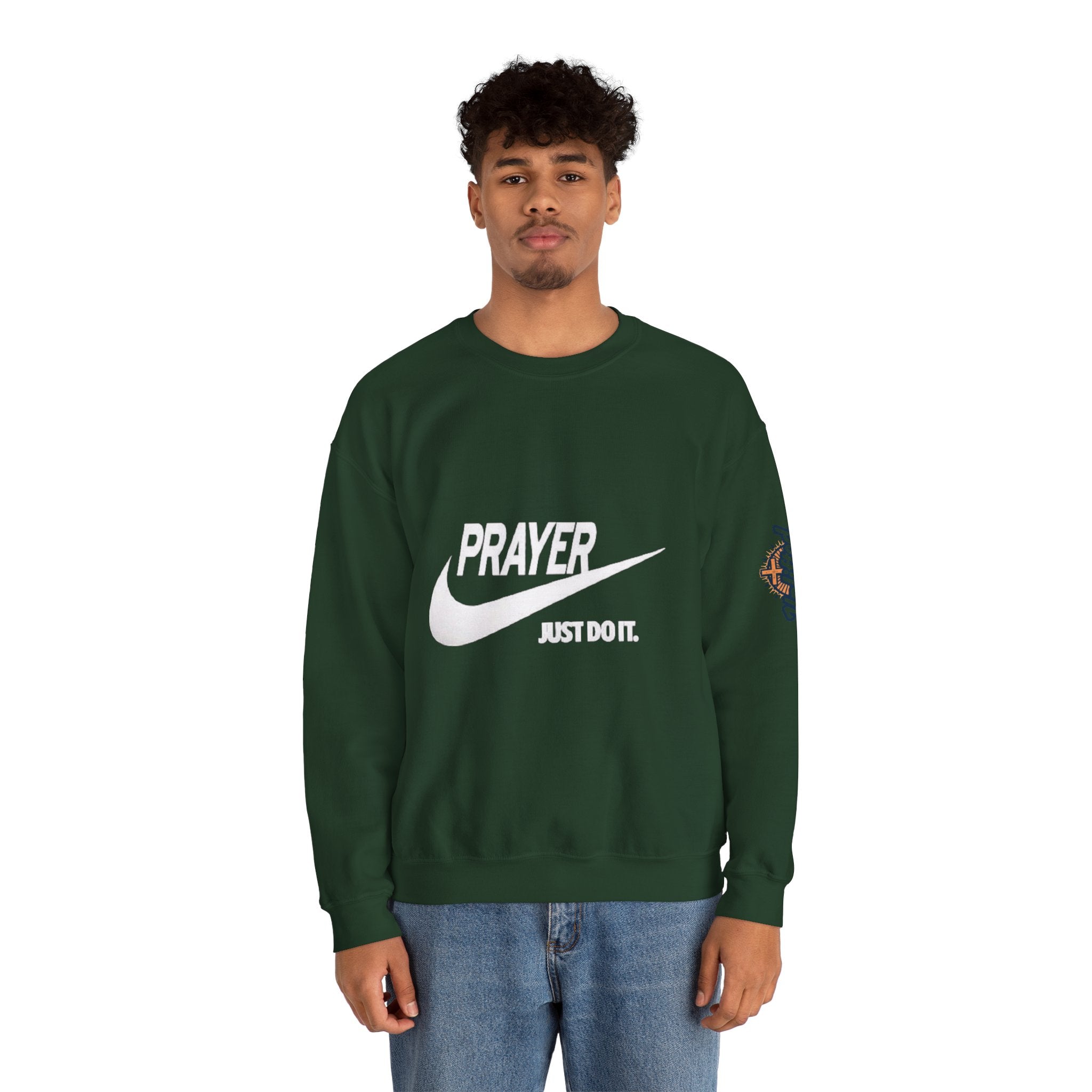Prayer Just Do It Sweatshirt - Funny Christian Nike Parody Sweatshirt - Faith Gear Printify