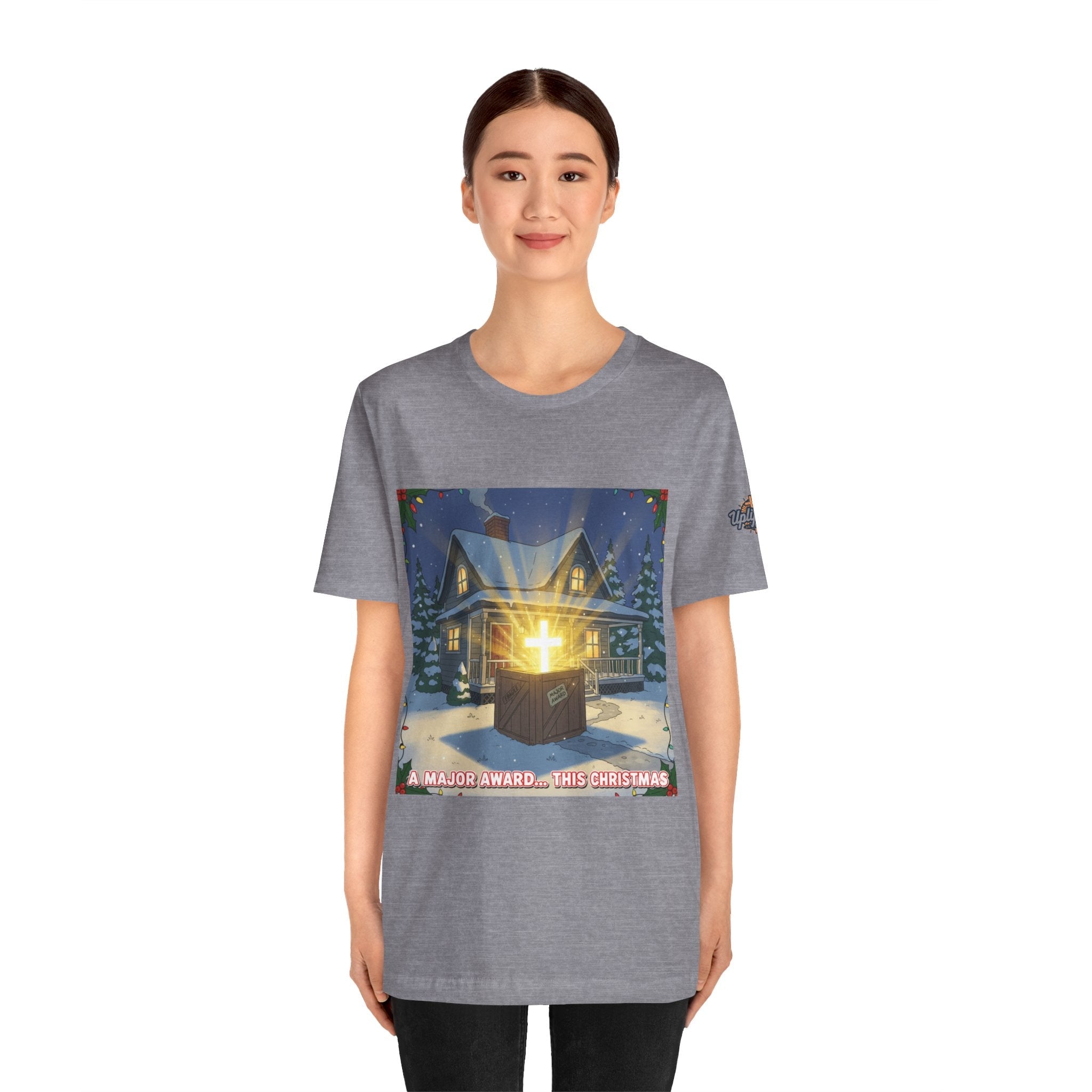 A Major Award This Christmas T-shirt – Fragile Leg Lamp Parody Cross Unboxing Christian T-shirt for Hilarious Faith & Holiday Glow Printify