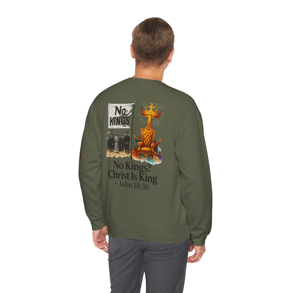 No Kings? Christ is King Sweatshirt – Bold Christian Hoodie for Sovereign Faith Printify