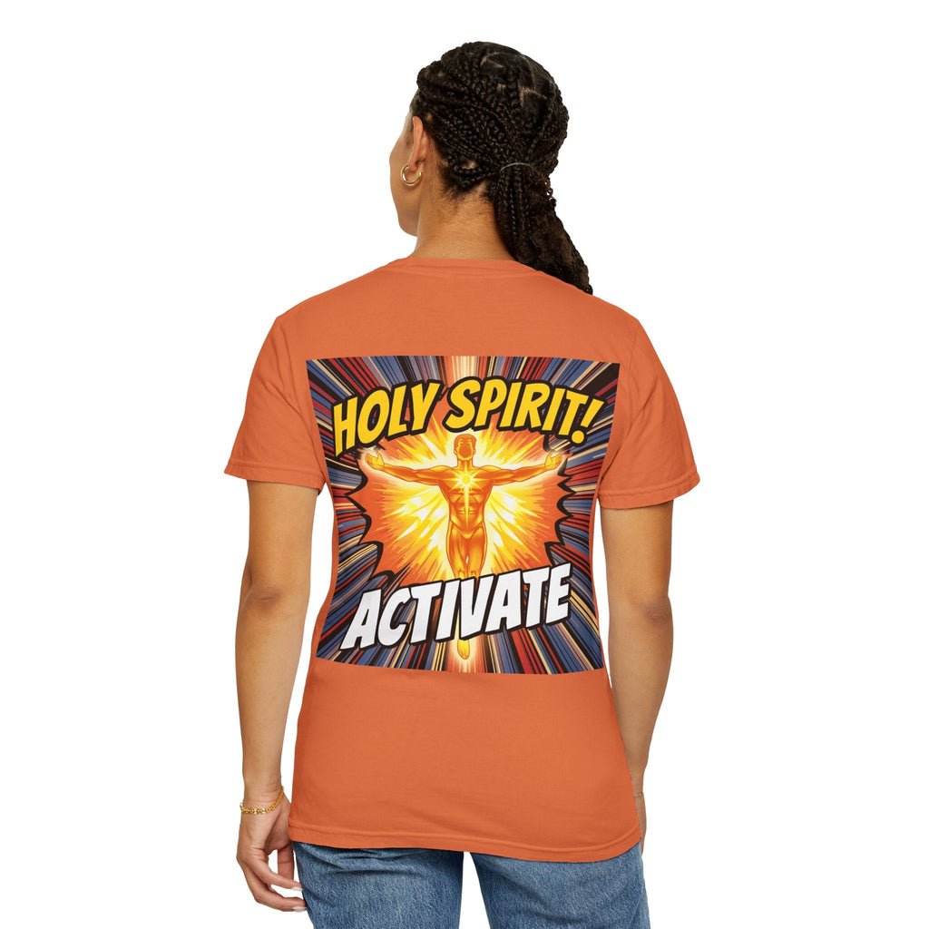 Holy Spirit Activate T-shirt – Superhero Christian T-shirt with Vibrant Power-Up Design for Faith-Fueled Boldness Printify
