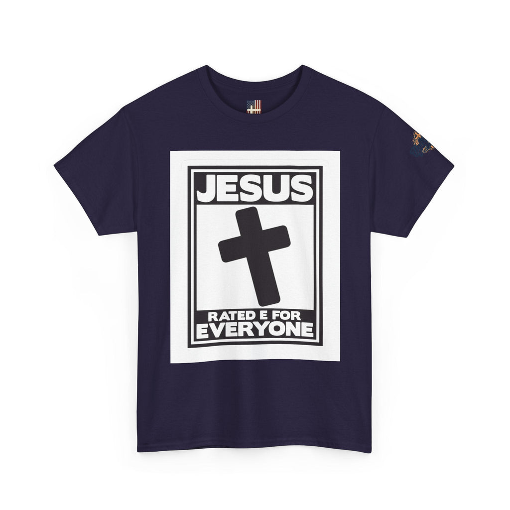 Jesus, Rated E for Everyone T-shirt - Gamer Faith T-shirt - Christian Video Game Parody Printify