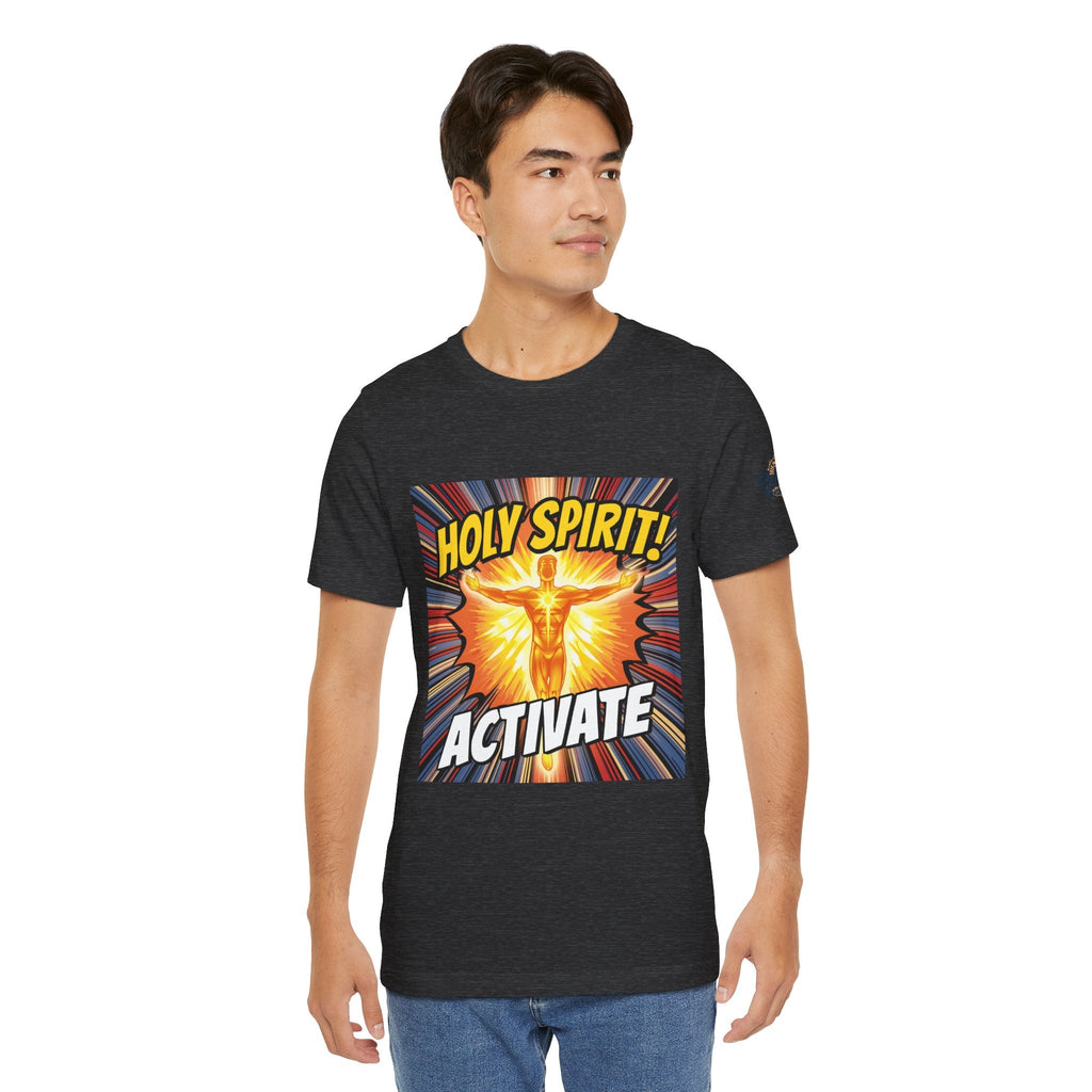 Holy Spirit Activate T-shirt – Superhero Christian T-shirt with Vibrant Power-Up Design for Faith-Fueled Boldness Printify