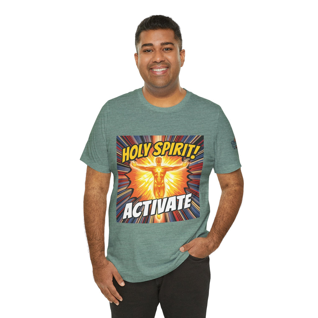 Holy Spirit Activate T-shirt – Superhero Christian T-shirt with Vibrant Power-Up Design for Faith-Fueled Boldness Printify