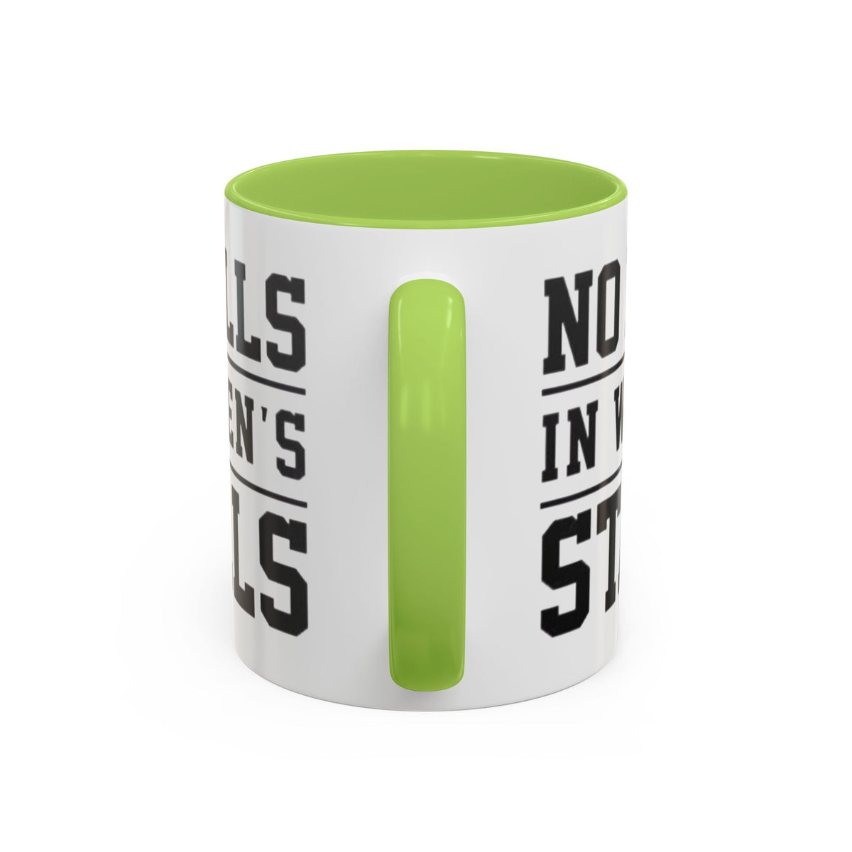 The Lord Says No Balls in Women's Stalls Accent Coffee Mug — Bold Typography 11/15oz Printify