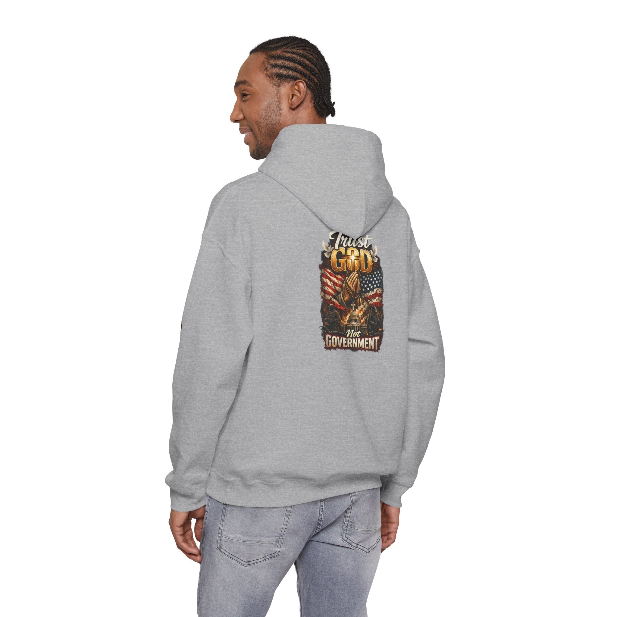 Trust God Not Government Hoodie — Vintage Patriotic Christian Hoodie Printify