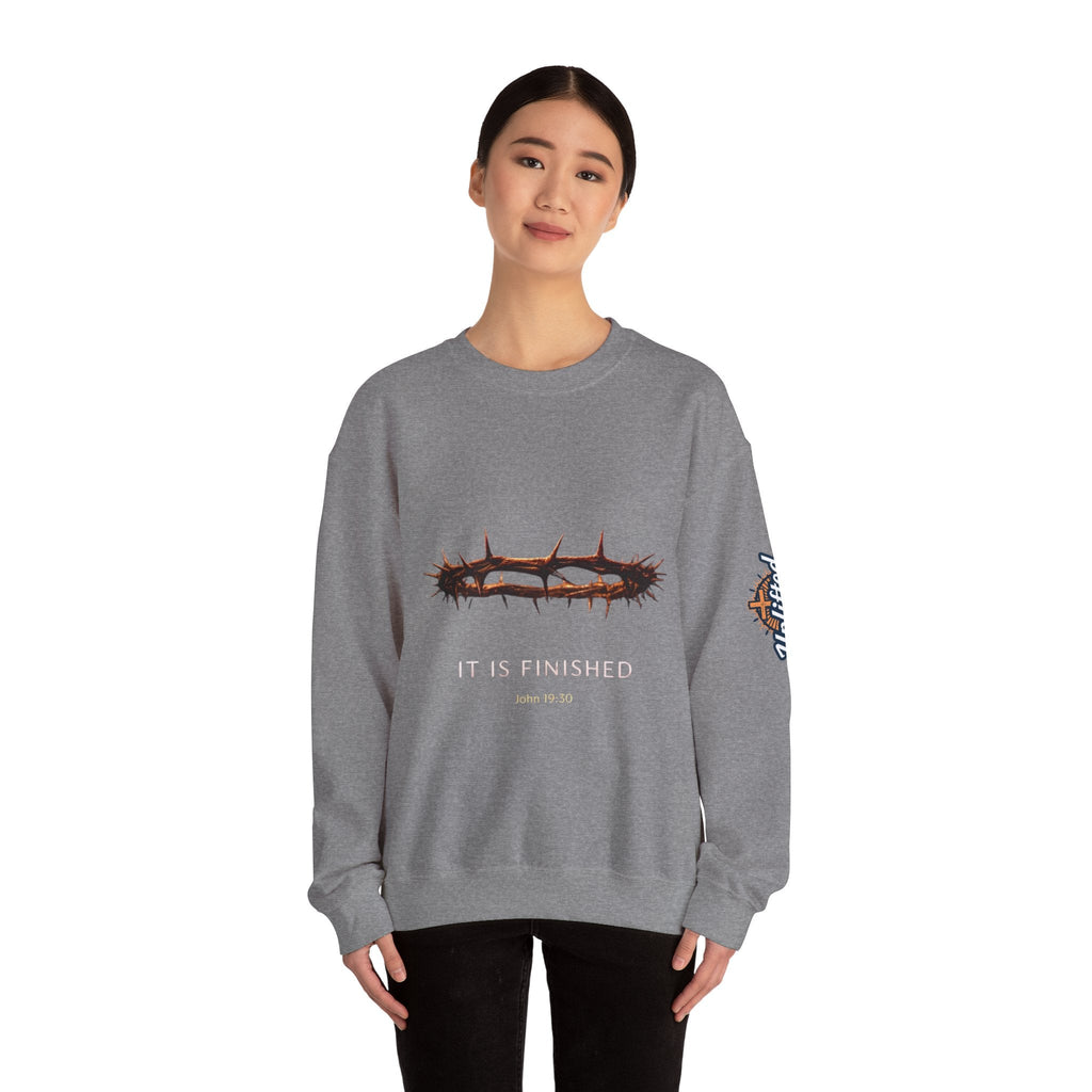 It Is Finished Crown of Thorns Sweatshirt — Christian John 19:30 Faith Sweatshirt Printify