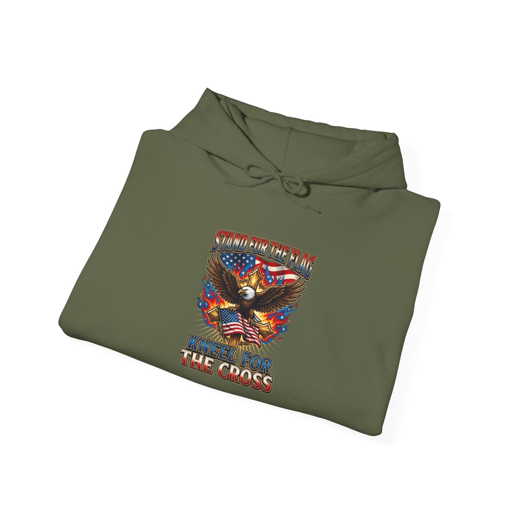Stand for the Flag Kneel for the Cross Hoodie | Patriotic Eagle Hoodie Printify