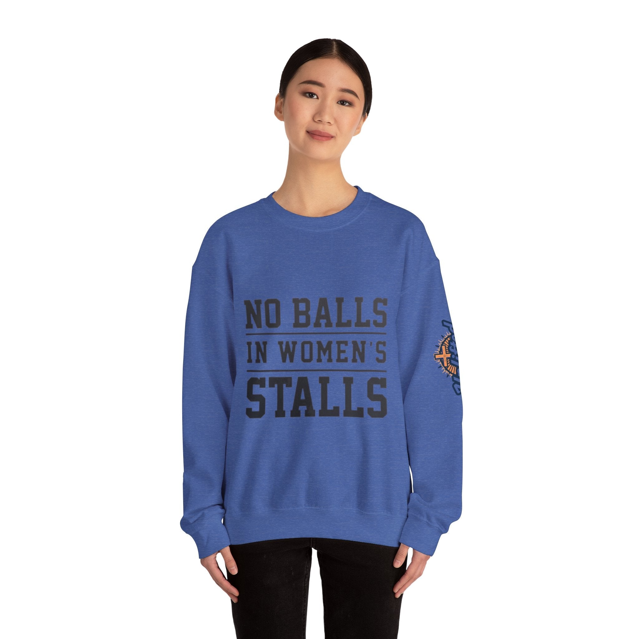 No Balls in Women's Stalls Crewneck Sweatshirt — Bold Statement Pullover Printify