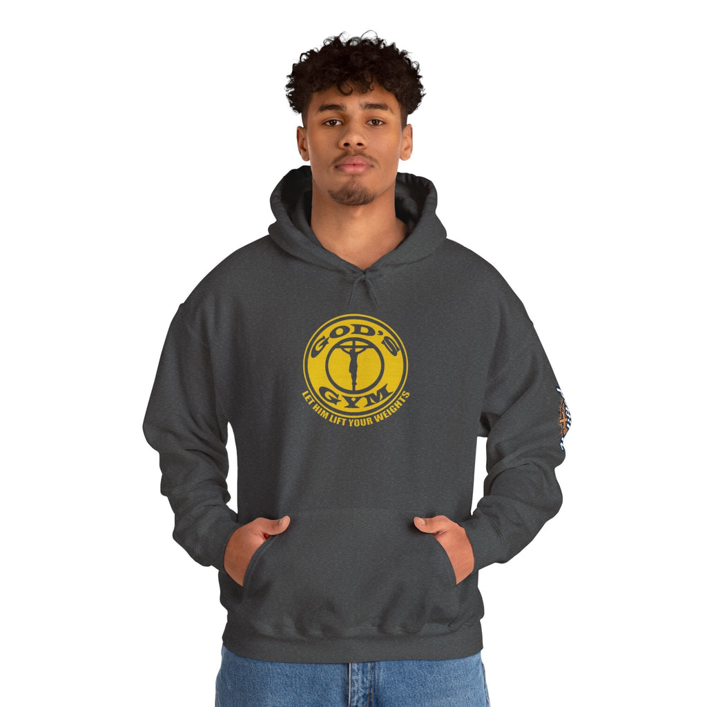 God's Gym Hoodie — "Let Him Lift Your Weights" Christian Fitness Hoodie Printify