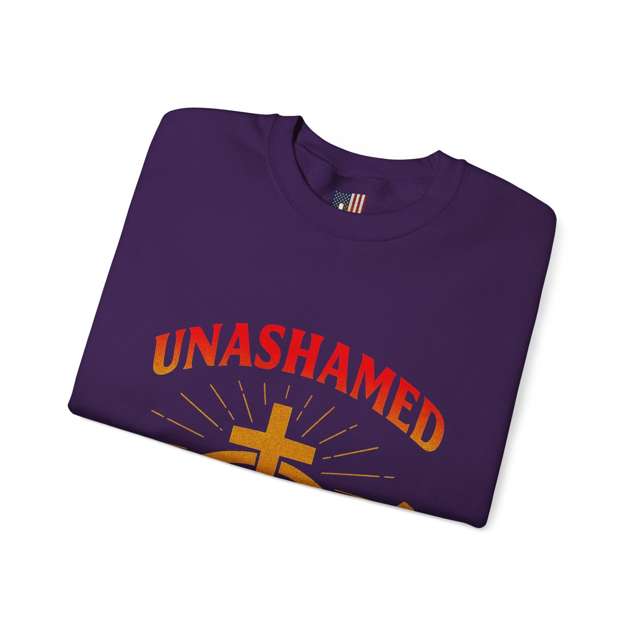 Unashamed Sweatshirt – Ichthys Jesus Fish & Cross Christian Sweatshirt for Romans 1:16 Bold Faith Printify