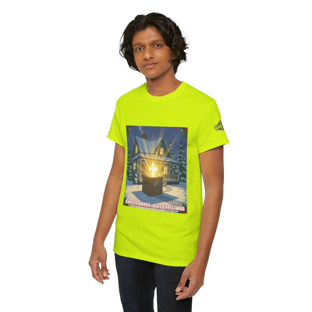A Major Award This Christmas T-shirt – Fragile Leg Lamp Parody Cross Unboxing Christian T-shirt for Hilarious Faith & Holiday Glow Printify