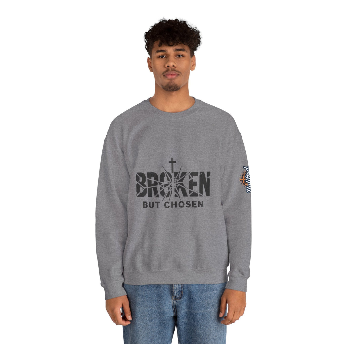 Broken But Chosen Crewneck Sweatshirt Printify