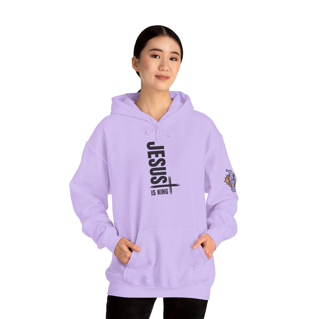 Jesus Is King Hoodie | Modern Typographic Cross Christian Hoodie Printify
