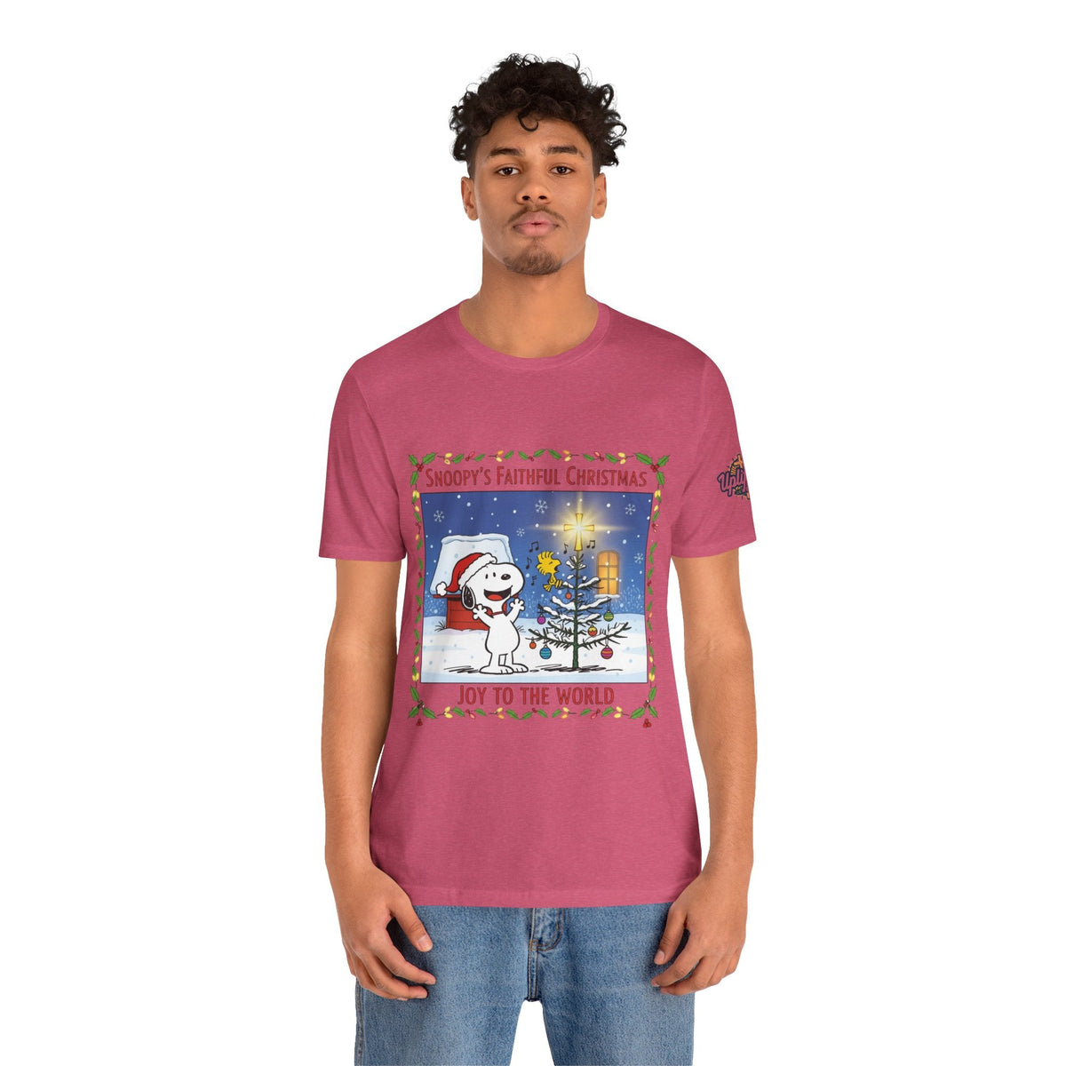 🎄 Faithful Christmas Friends – Christian Holiday T-Shirt | Festive Tree & Cartoon Duo | Heartwarming Christmas Tee by Uplifted Gear Printify