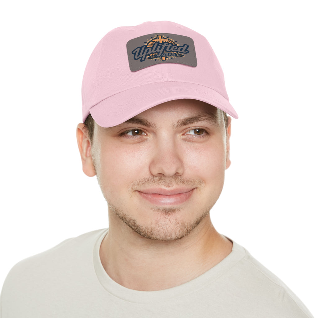 Uplifted Gear Leather Patch Dad Hat — Vintage Aviation Logo Cap Printify