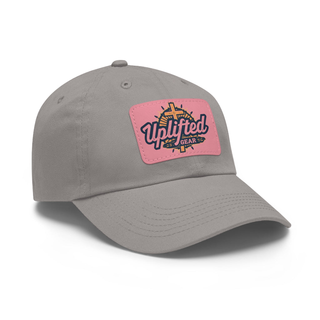 Uplifted Gear Leather Patch Dad Hat — Vintage Aviation Logo Cap Printify