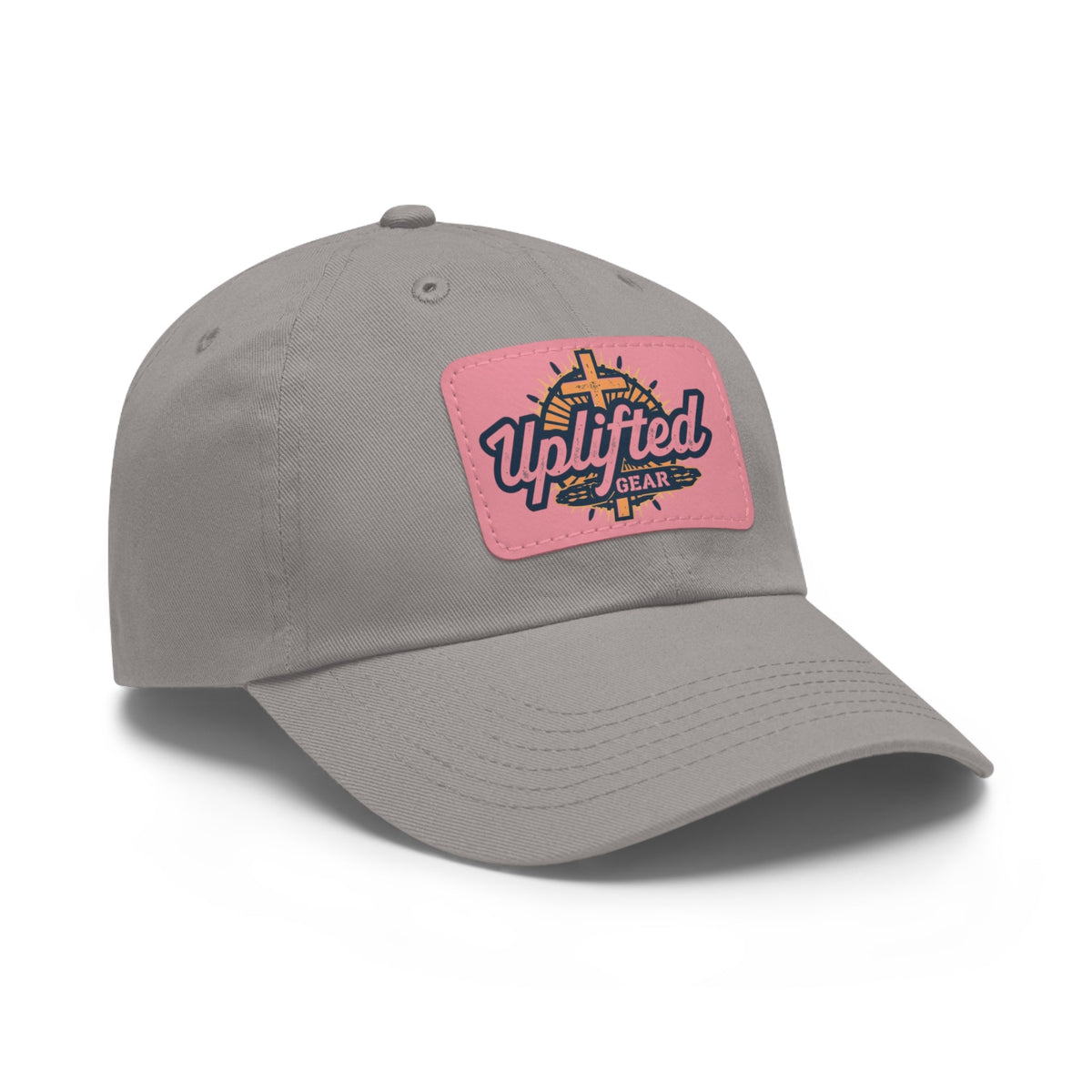 Uplifted Gear Leather Patch Dad Hat — Vintage Aviation Logo Cap Printify