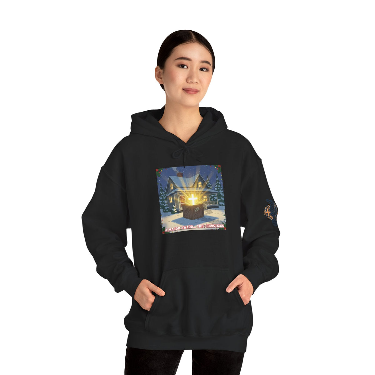 A Major Award This Christmas Hoodie – Fragile Leg Lamp Parody Cross Unboxing Christian Sweatshirt for Hilarious Faith & Holiday Glow Printify