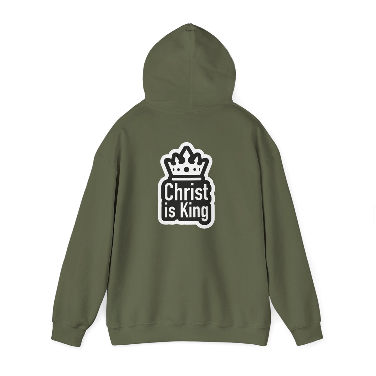 Christ is King Hoodie – Bold Crown & Cross Christian Sweatshirt for Unshakable Faith Printify