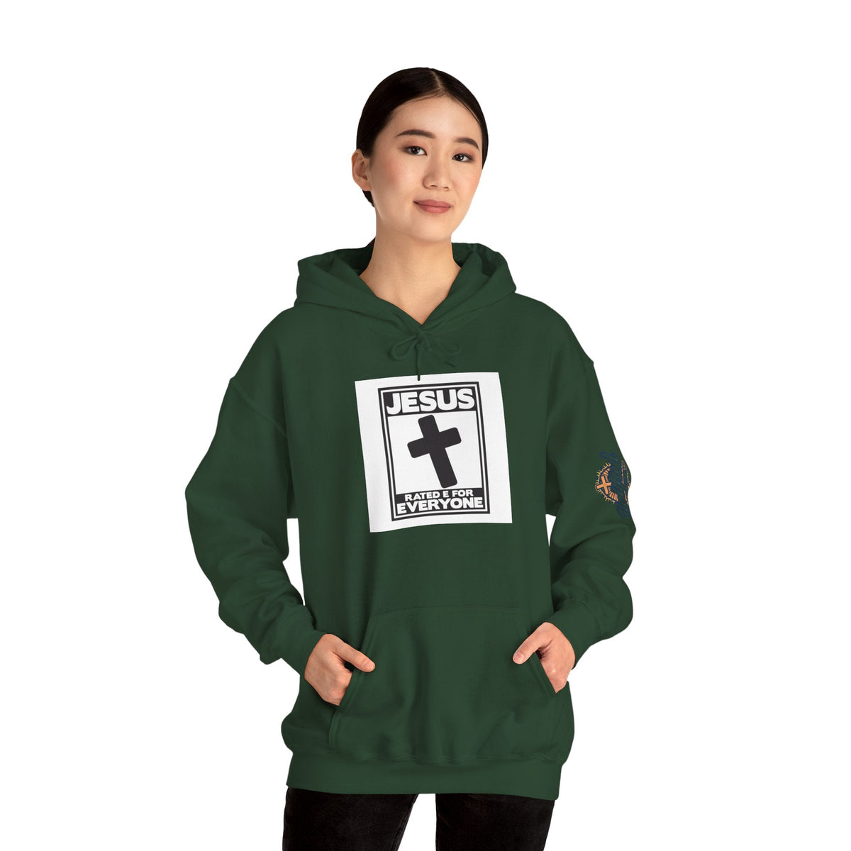 Jesus, Rated E for Everyone Hoodie - Gamer Faith Hoodie - Christian Video Game Parody Printify