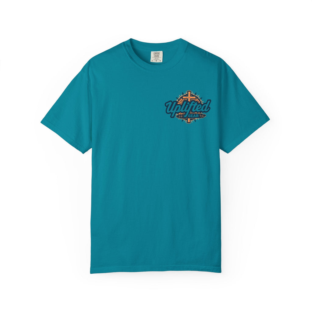 Jesus Saves T-shirt – Radiant Cross & Rays of Light Christian T-shirt for Eternal Hope & Faith Printify
