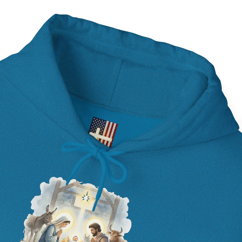 Unto Us a Child is Born Hoodie – Isaiah 9:6 Nativity Manger Scene Christian Christmas Sweatshirt for Holy Night Faith Printify