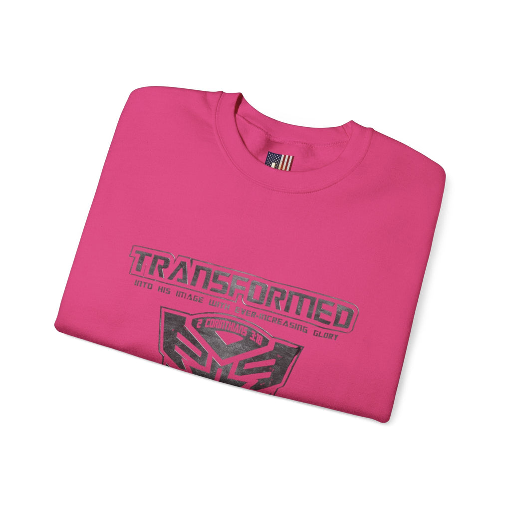 Transformer Logo Christian Sweatshirt | 2 Corinthians 3:18 Bible Verse Sweatshirt Printify