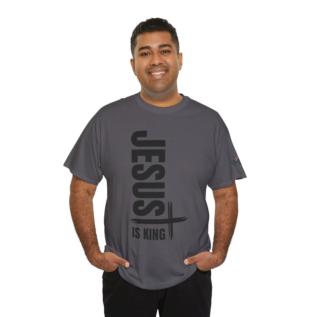 Jesus Is King T-shirt | Modern Typographic Cross Christian T-shirt Printify