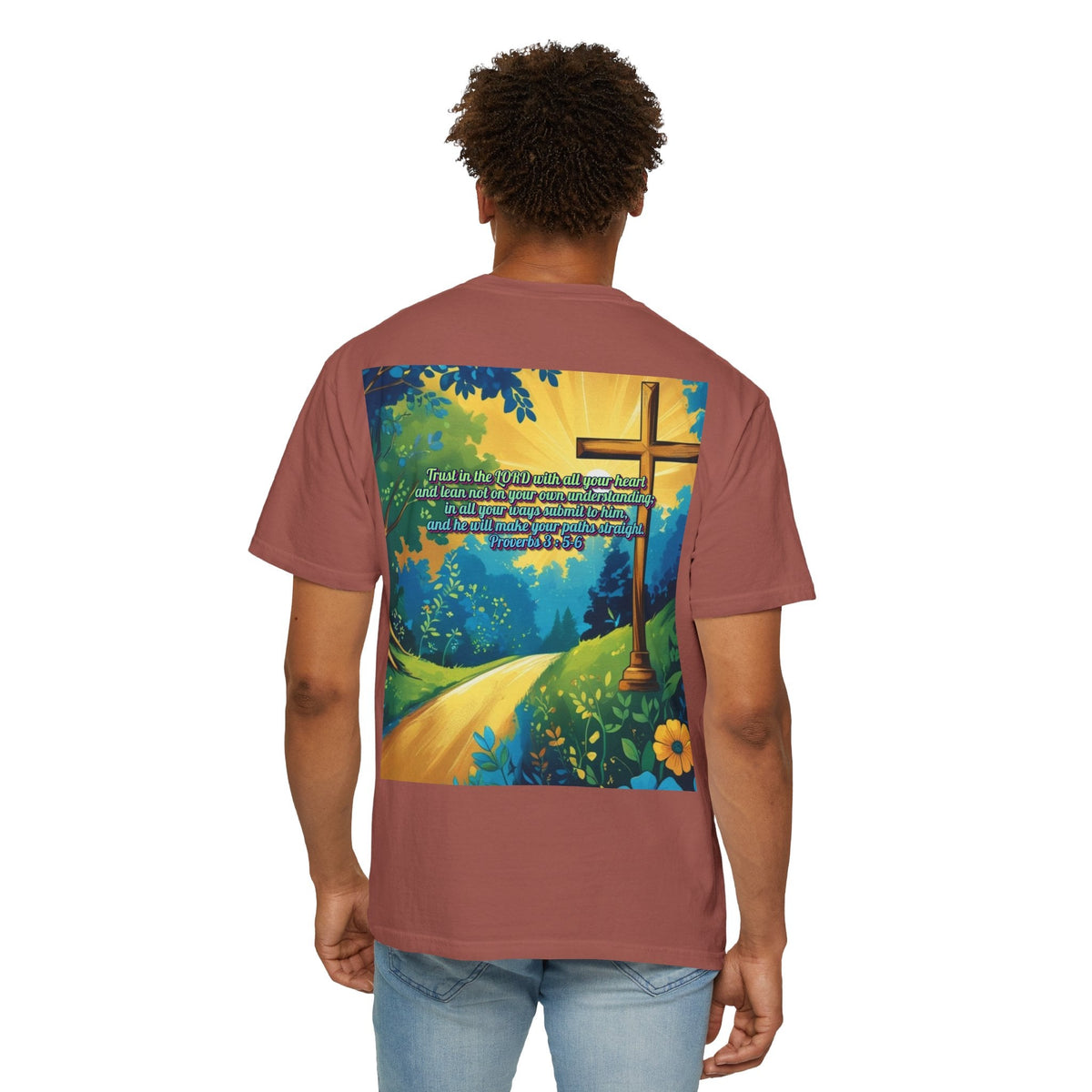 Trust in The Lord Proverbs 3:5-6 Biblical Design Unisex Garment-Dyed T-shirt Printify