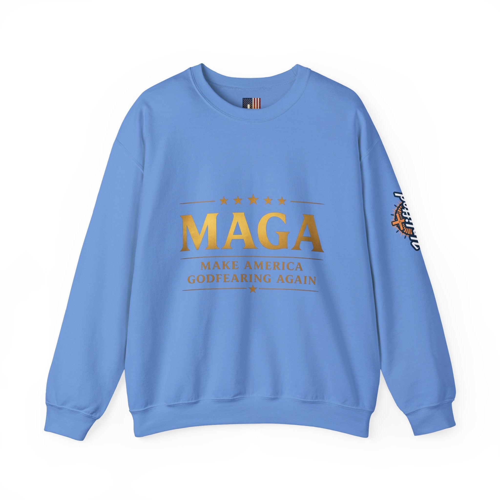 Sweatshirt — "MAGA Make America Godfearing Again" Gold Logo Crewneck Printify