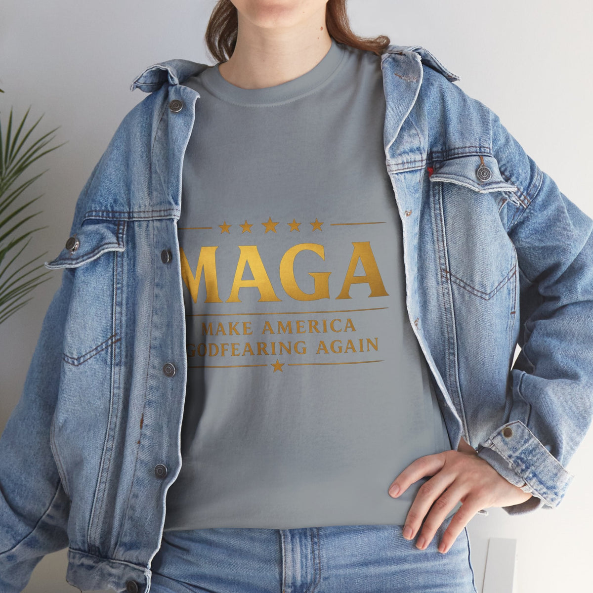MAGA Gold Letter T-Shirt — "Make America Great Again" Printify