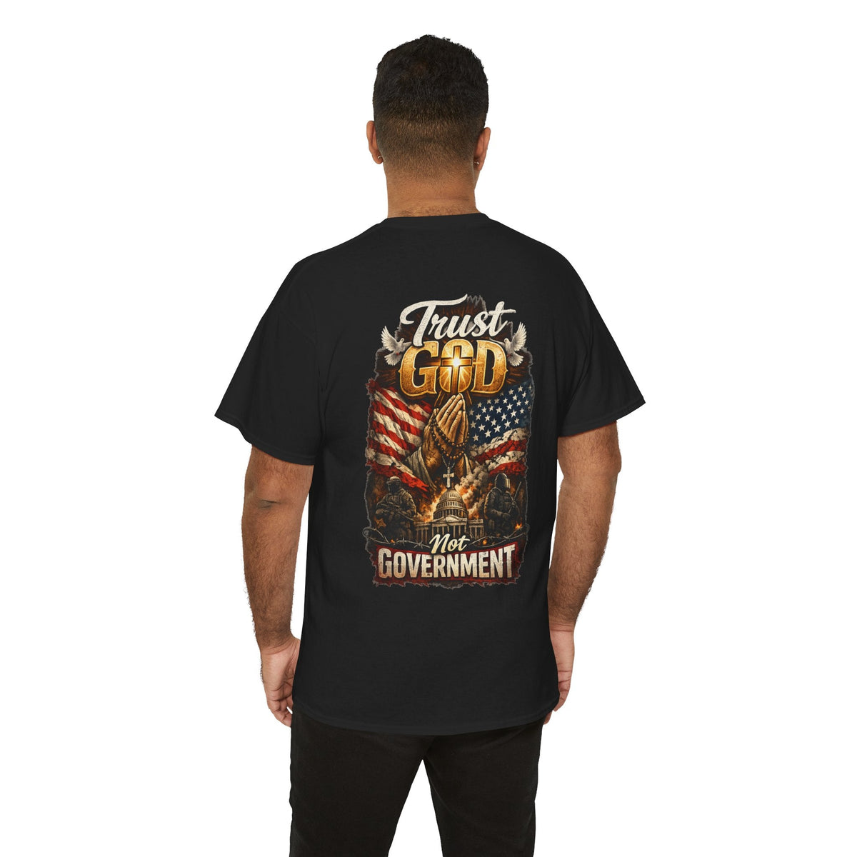 Trust God Not Government T-Shirt — Vintage Patriotic Christian Tee Printify