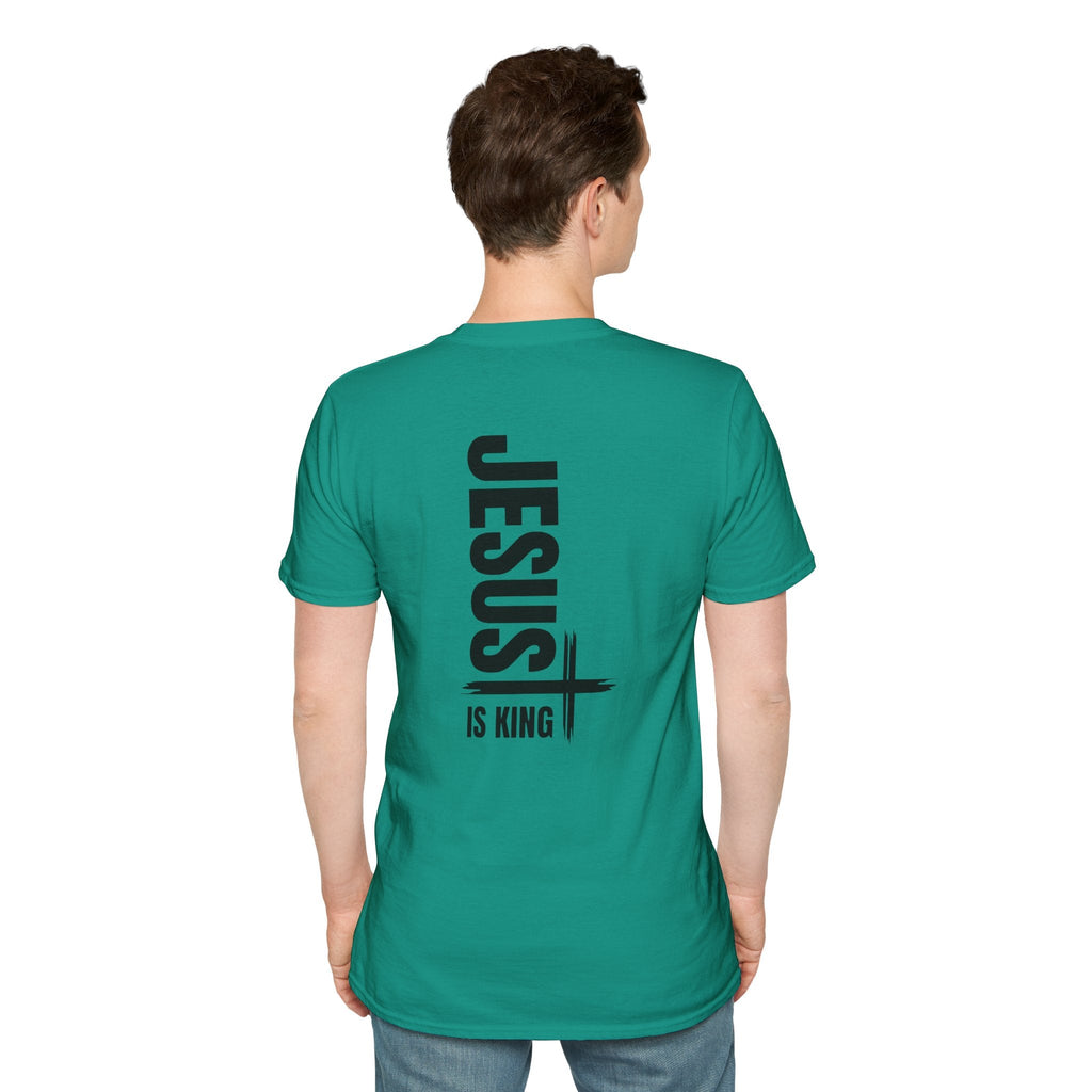 Jesus Is King T-shirt | Modern Typographic Cross Christian T-shirt Printify