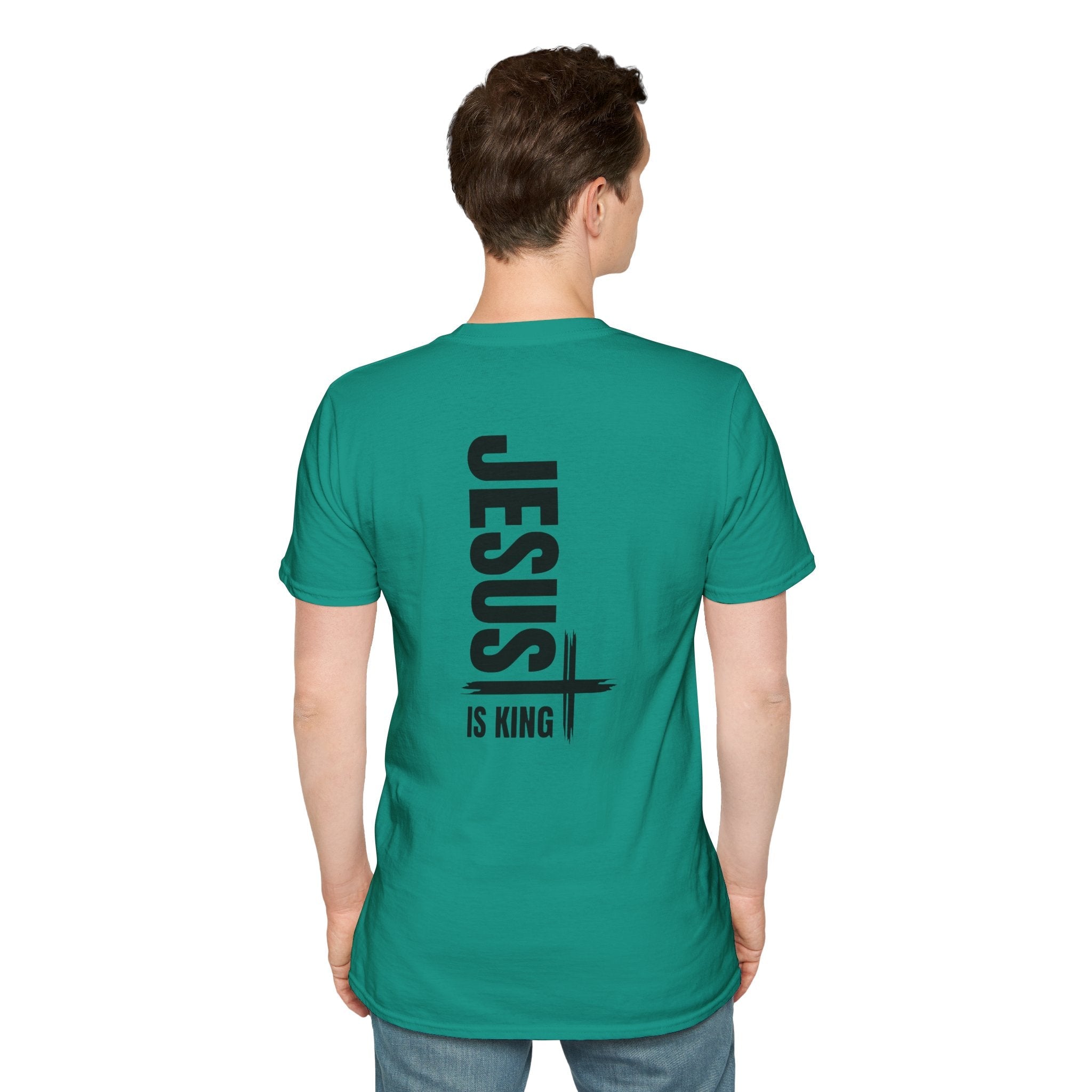 Jesus Is King T-shirt | Modern Typographic Cross Christian T-shirt Printify