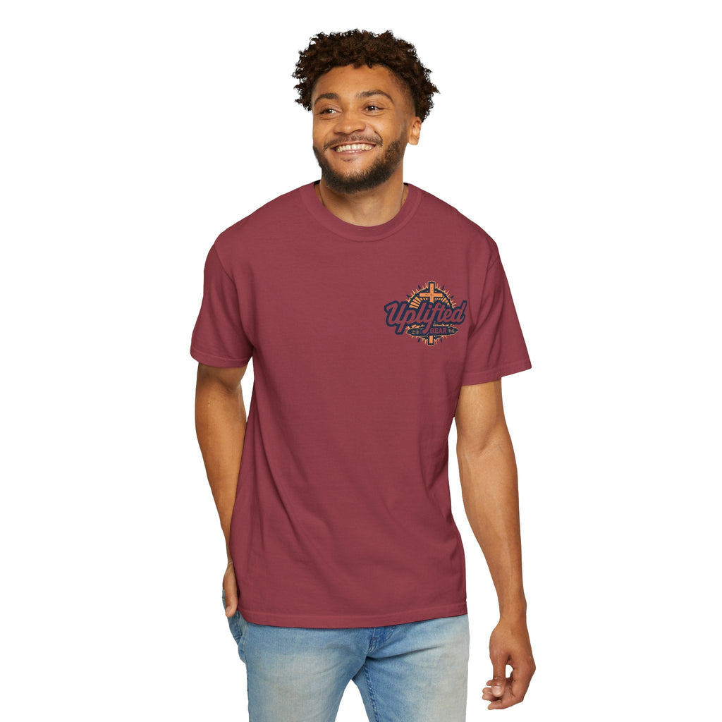 ✨ Chosen. Loved. Redeemed. – Elegant Christian T-Shirt | Gold Foil Faith Tee | Subtle Cross & Heart Design | Inspirational Bible Verse Apparel by Uplifted Gear Printify