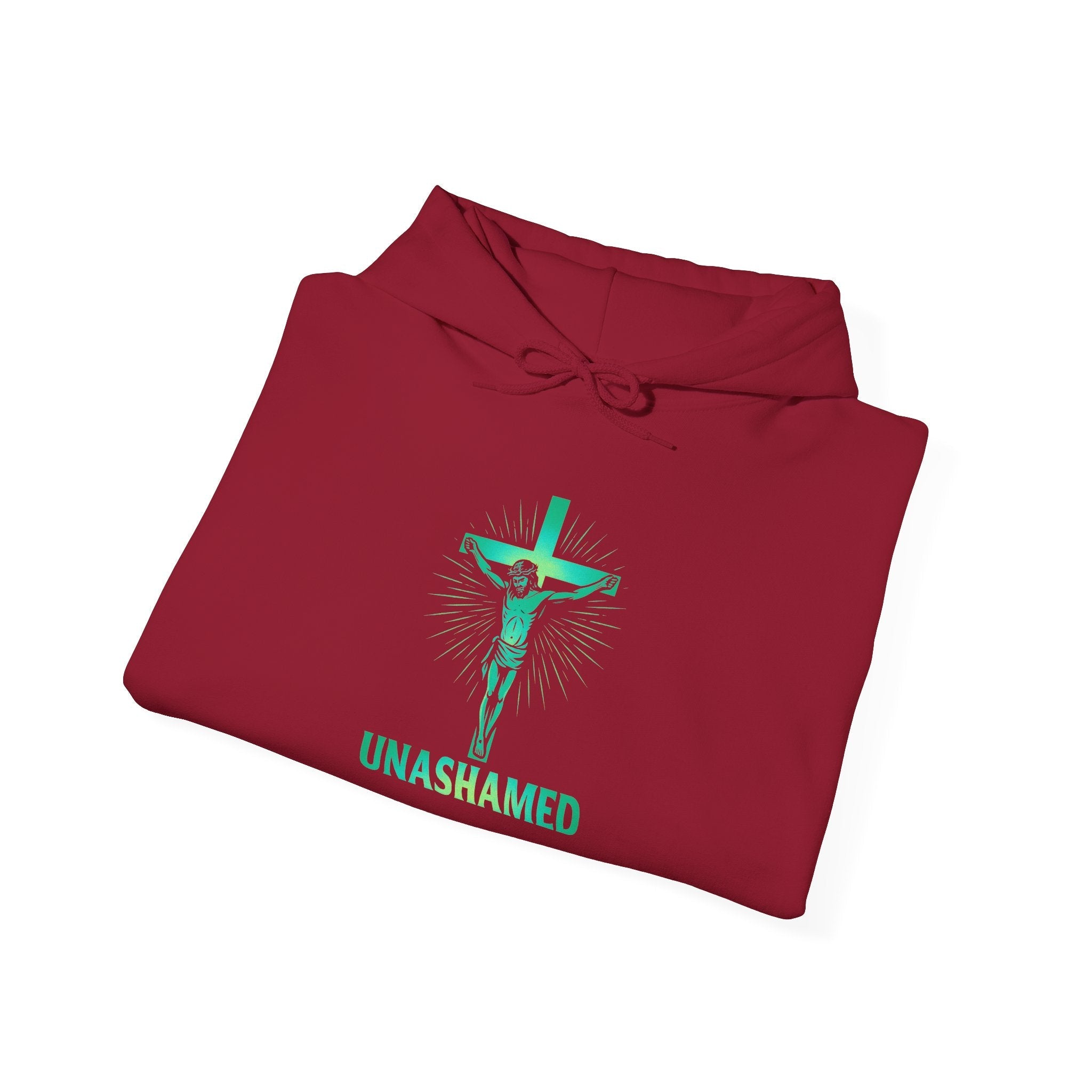 Unashamed Hoodie – Romans 1:16 Crucifixion Christian Hoodie for Bold Unwavering Faith Printify